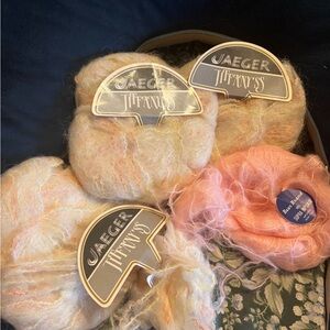 Jaeger Tiffany Cream and Peach Yarn Collection Mohair bundle